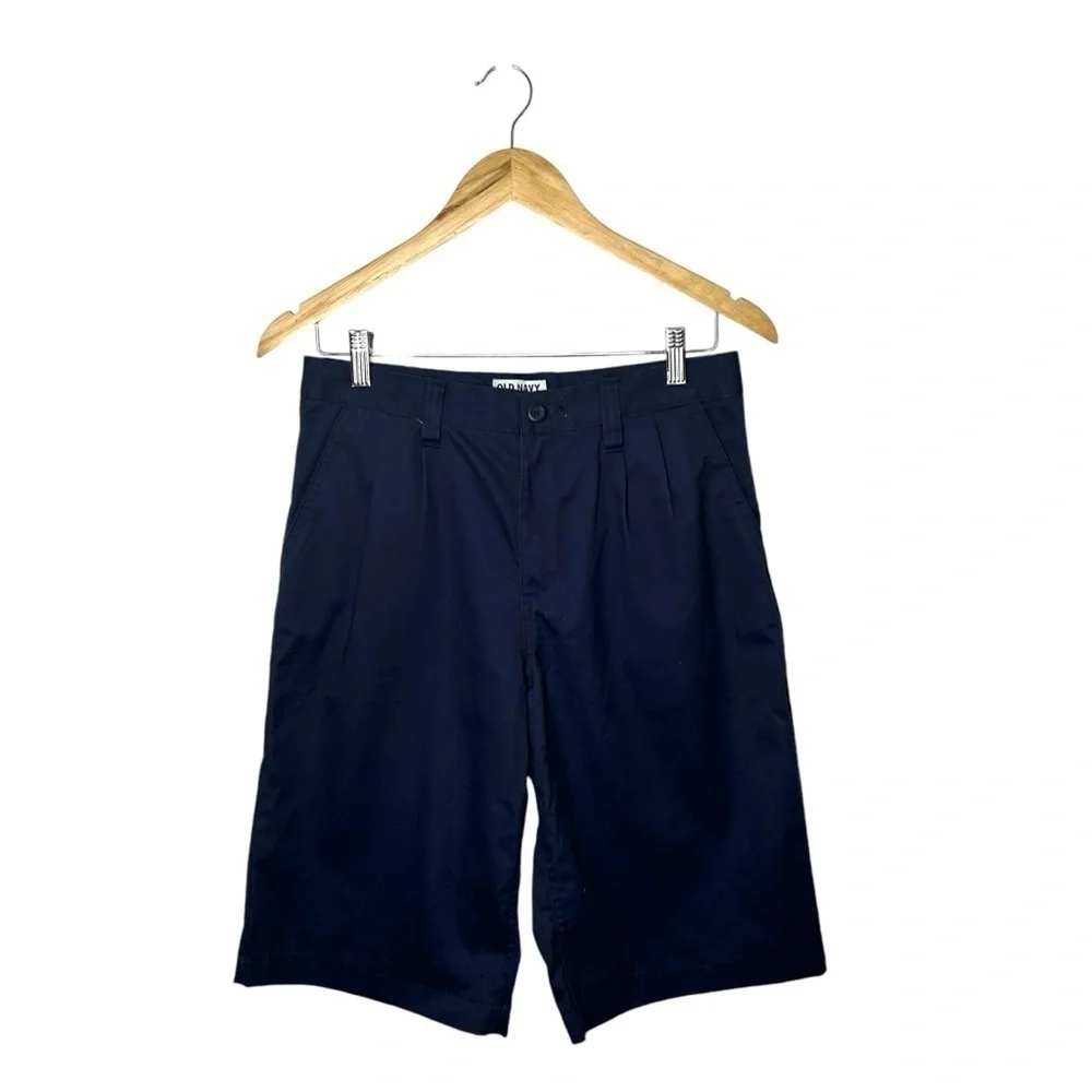 Old Navy Boys Navy Blue Built-In Flex Twill Straight Uniform School Shorts Sz 14